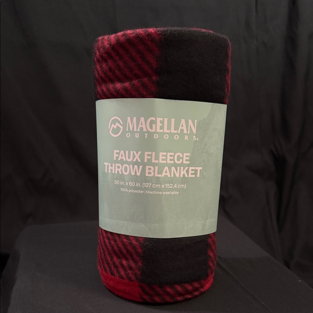Magellan Outdoors Plaid Faux Fleece Blanket - Red and Black